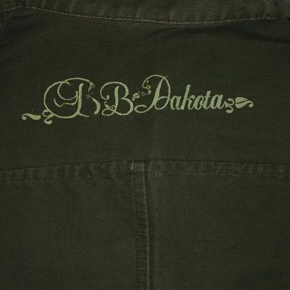 BB Dakota Vintage Olive Green Long Twill Utility Jacket - Size Small - Picture 15 of 15